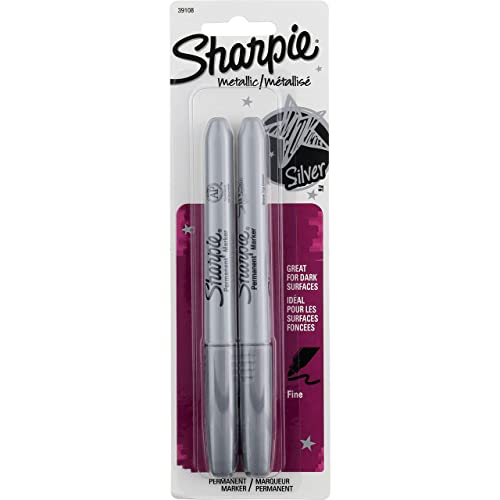 Sharpie 39108PP Fine Point Metallic Silver Permanent Marker, 6 Blister Packs with 2 Markers each for A Total of 12 Markers