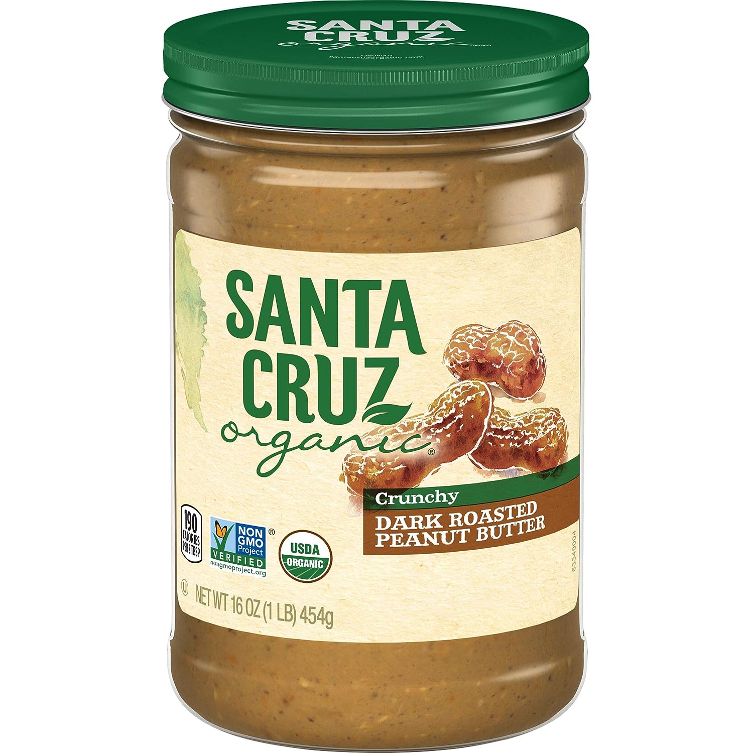 Santa Cruz Organic Crunchy Dark Roasted Peanut Butter, 16 Ounces