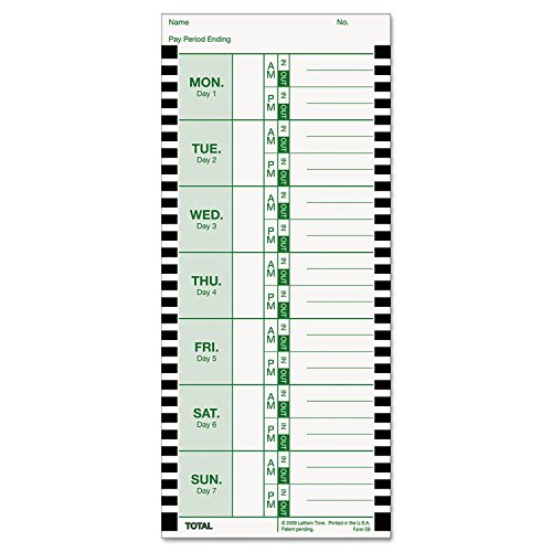 '''Lathem E8100 Time Clock Cards For use with 800P Time Clock One Sided 4'''' x 9'''' 100 per Pack'''