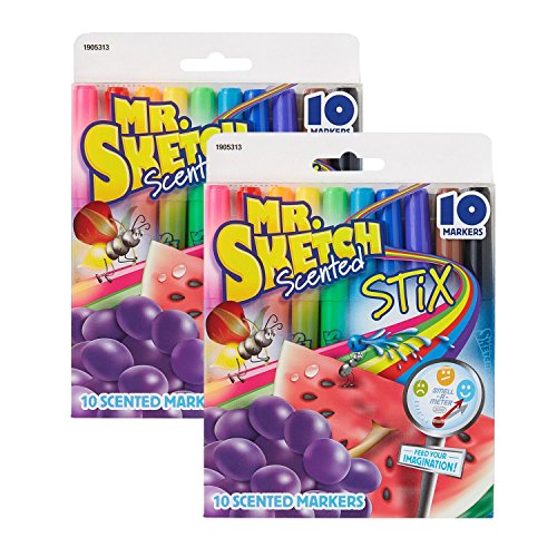 Mr. Sketch Scented Stix Watercolor Markers, Assorted Colors 2 Packs of 10