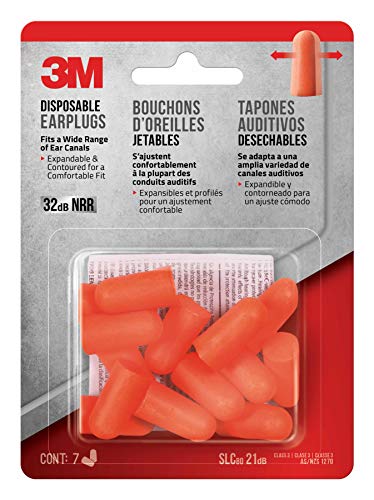 3M Safety Disposable Earplugs Lightweight and Pliable Ear Plugs 7-Pair