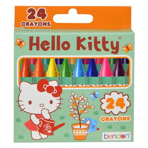 Bendon Hello Kitty 24-Count Crayons, Standard Box Coloring & Art Supply, Multicolor