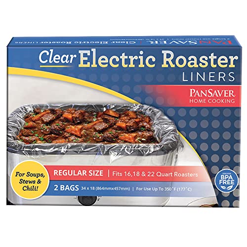 PanSaver Cooking Liners - Disposable Electric Roasting Pan Liners for Instant Cleanup with No Scrubbing - Clear, 2 Count