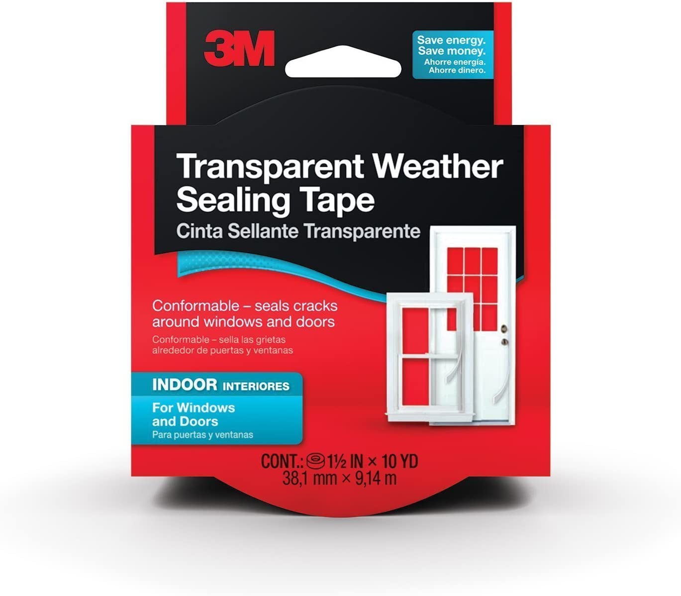 3M Interior Transparent Weather Sealing Tape\ 1.5-Inch by 10-Yard(2Pack)