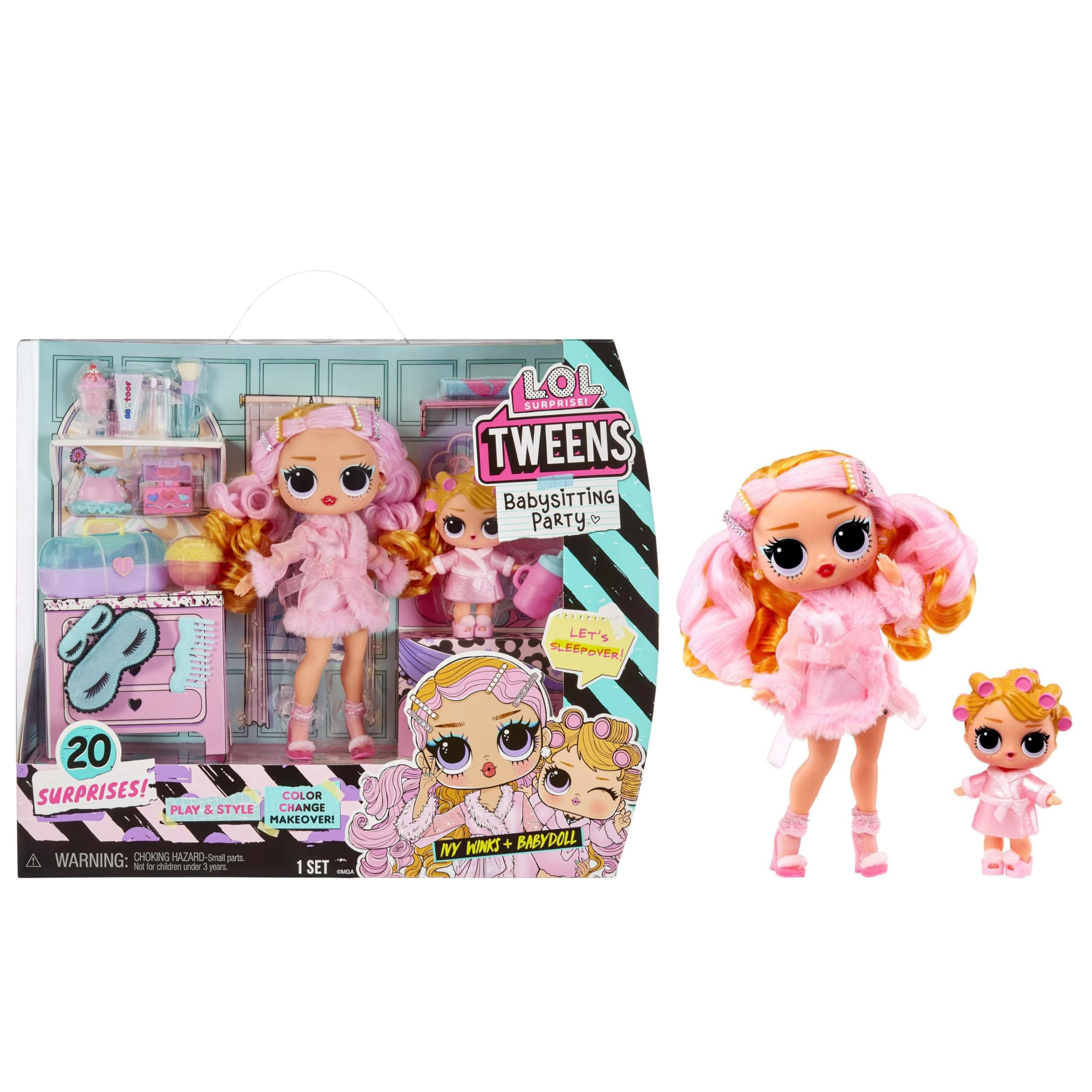 L.O.L. Surprise Tweens Babysitting Sleepover Party (2 Dolls) with 20 Surprises- 1 Fashion Doll & 1 Collectible Doll, Holiday Toy Playset, Great Gift for Kids Ages 4