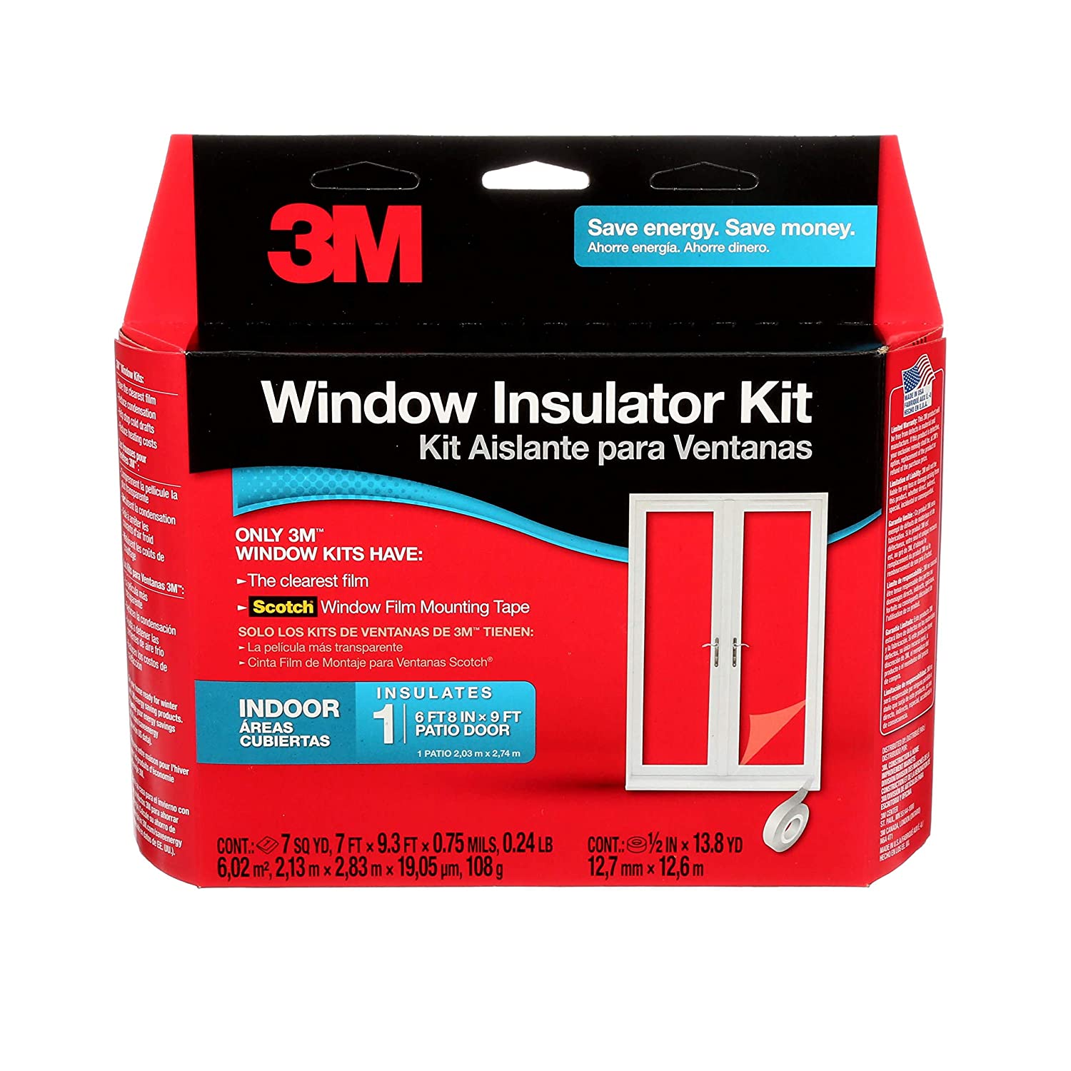 3M Indoor Patio Door Window Insulation Kit 1-Door Kit Fits 6 ft 8 in x 9 ft Patio Door