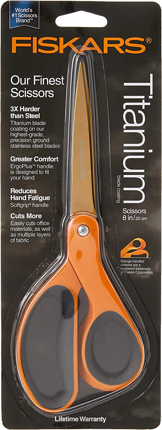 Fiskars 01-004244J Premier Softgrip Titanium Straight Adult Scissors