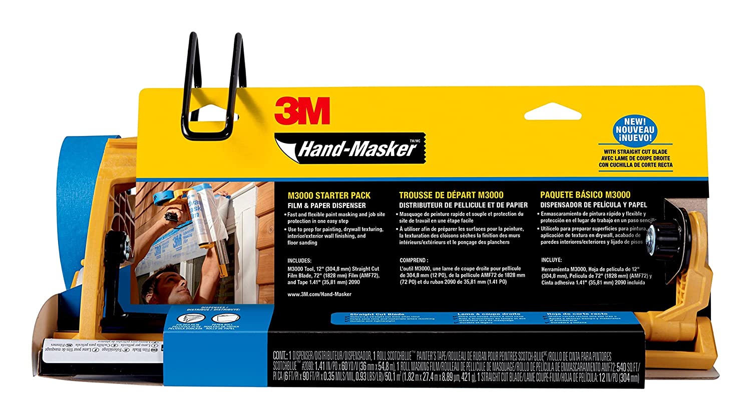'3M Hand-Masker M3000 Tool Painter''s Tape and Masking Film Dispenser Kit\ 3M Hand Masker Protects Surfaces from Paint Splatters\ Includes 12-Inch Blade\ Painter''s Tape and Masking Film\ 1 Kit'