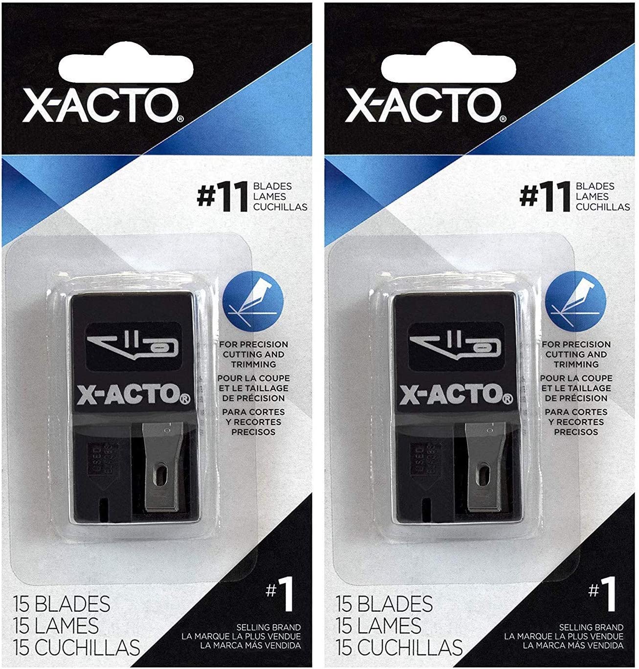 2-Pack - X-ACTO X411 Knife Blades with Dispenser Size 11 Blades 15 Pieces each