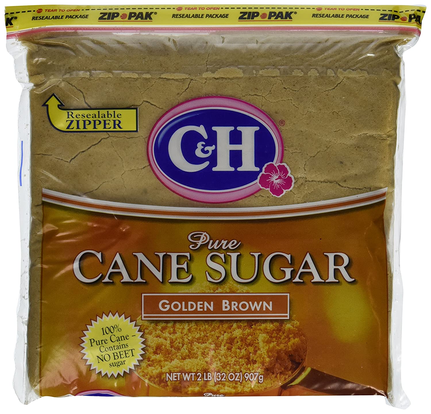 C&H Cane Sugar Golden Brown 2lb Bag (Pack of 2)