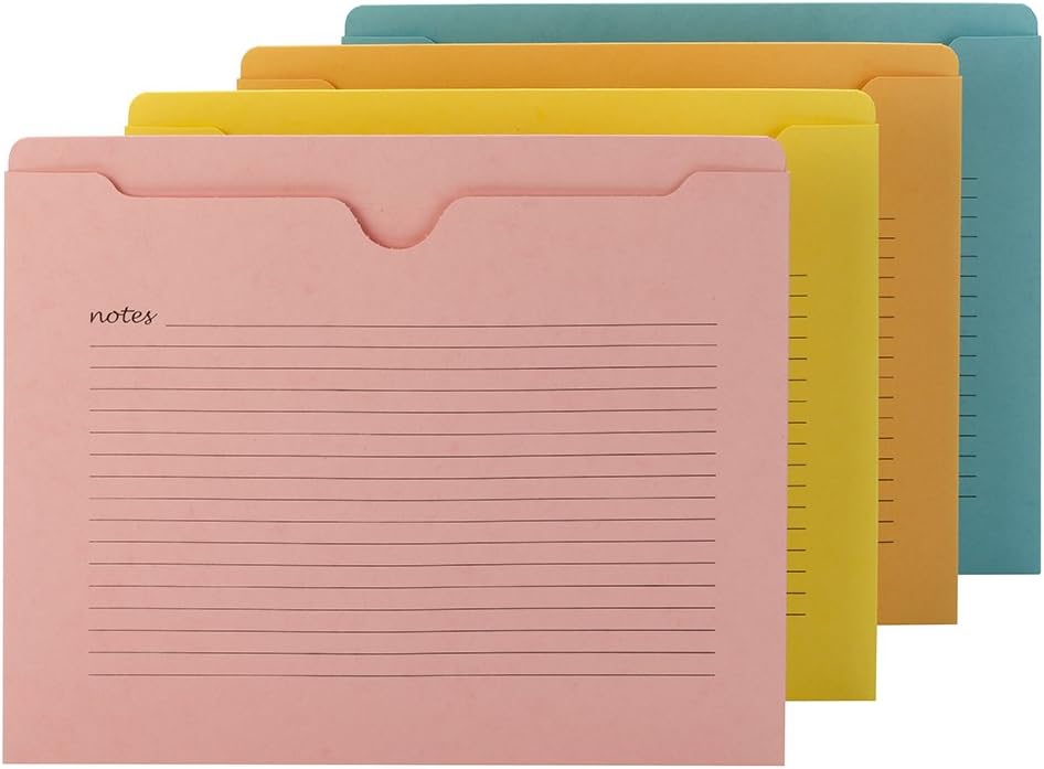 Smead Notes File Jacket, Letter Size, Straight-Cut Tab, Flat-No Expansion, Assorted Colors, 12 per Pack (75616)