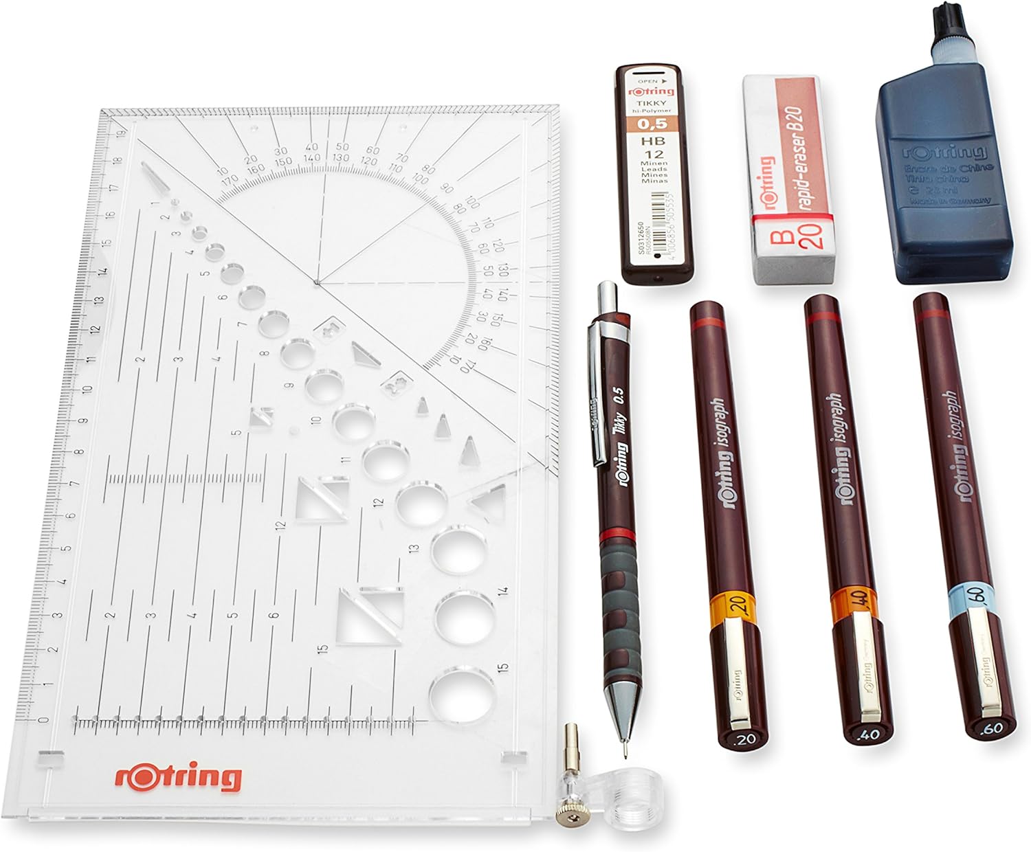 Rotring Isograph Technical Drawing Pens, Set, 3-Piece College Set (.20-60 mm)