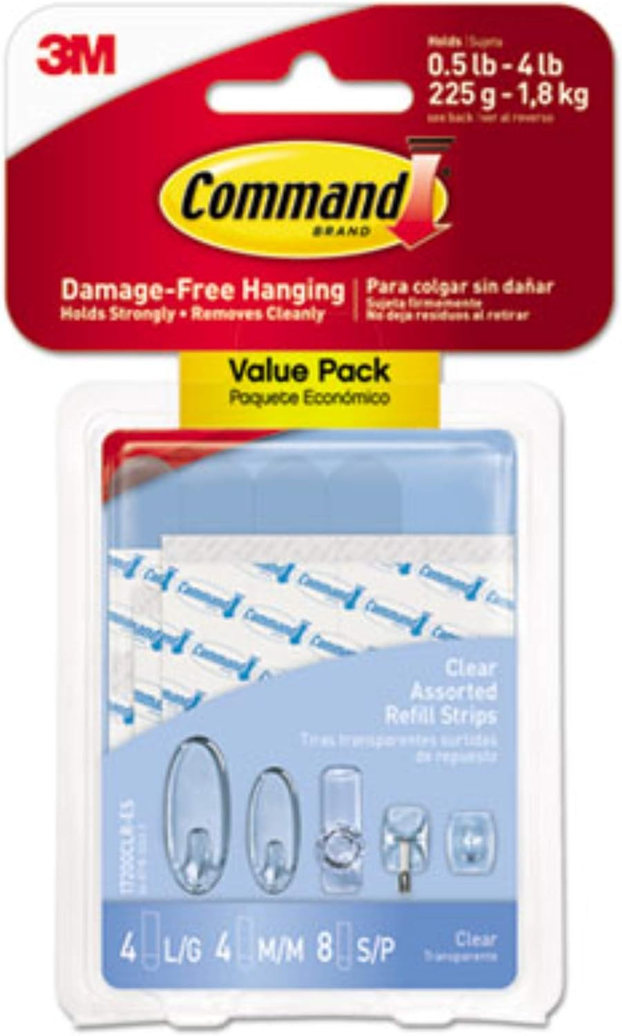 Command Strips 17200CLR Clear Assorted Refill Strips 16 Count
