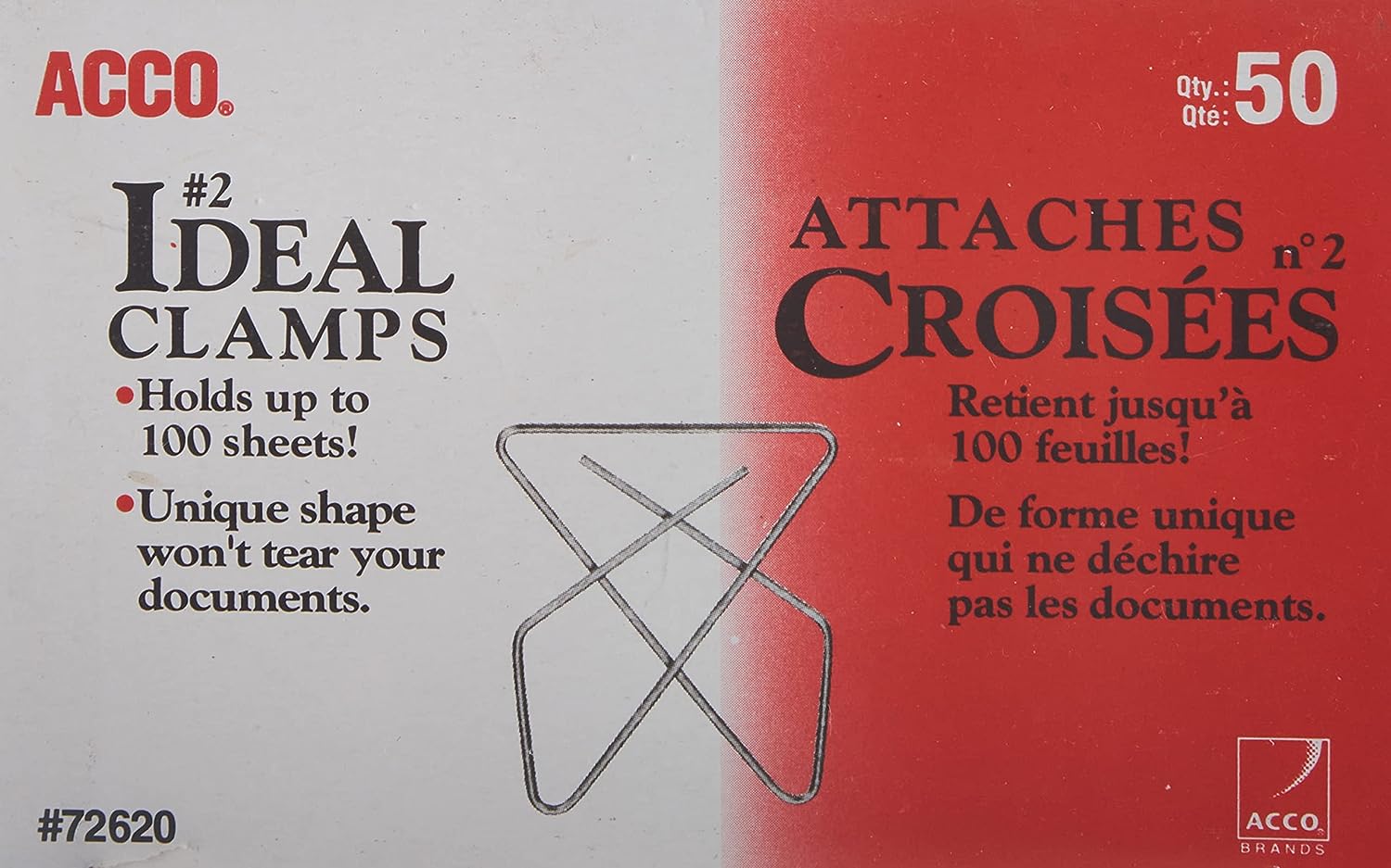 ACCO Ideal Butterfly Paper Clamps, Steel Wire, Small 1.5 Inch Size, 100