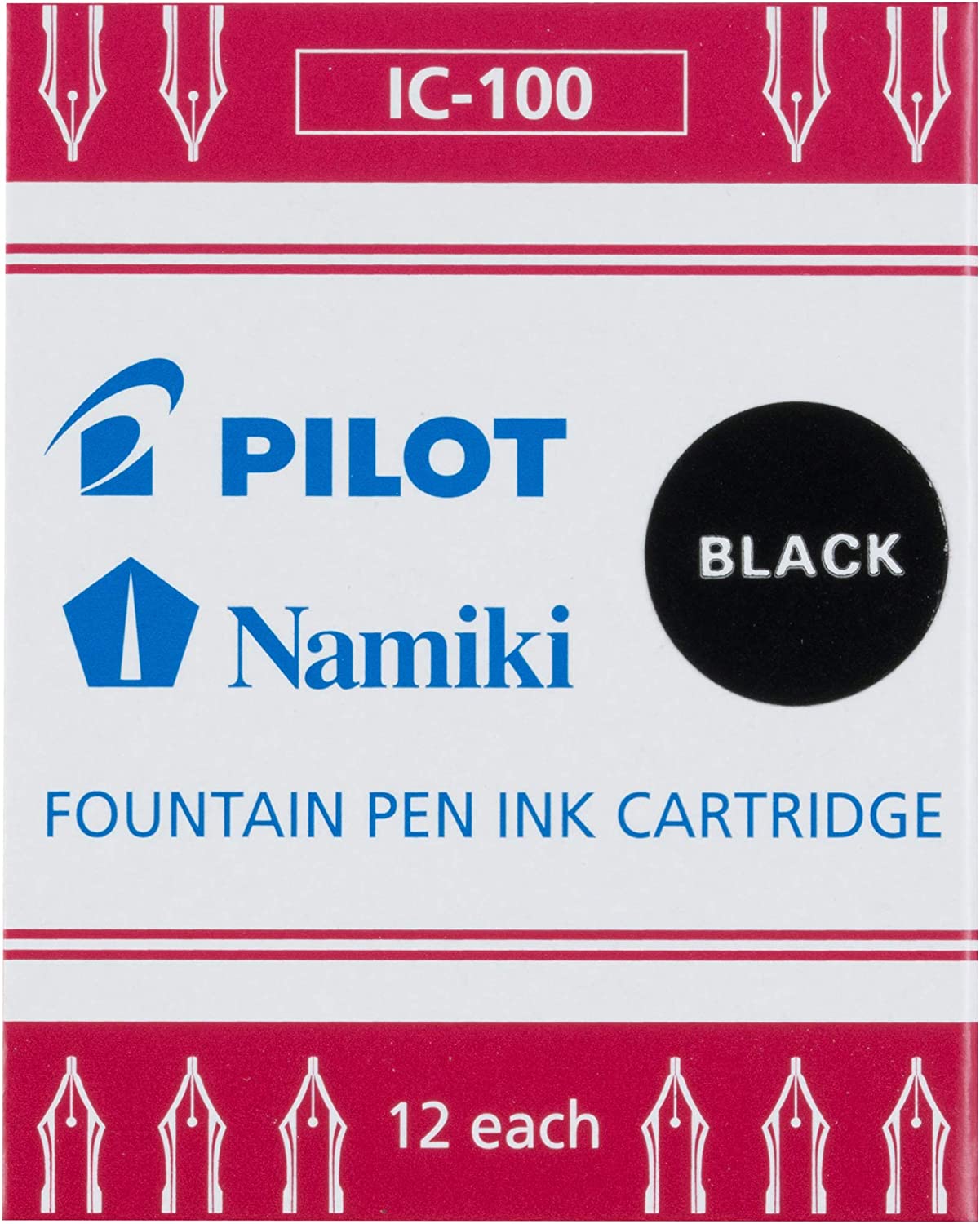 PILOT Namiki IC100 Fountain Pen Ink Cartridges\ Black\ 12-Pack (69100)