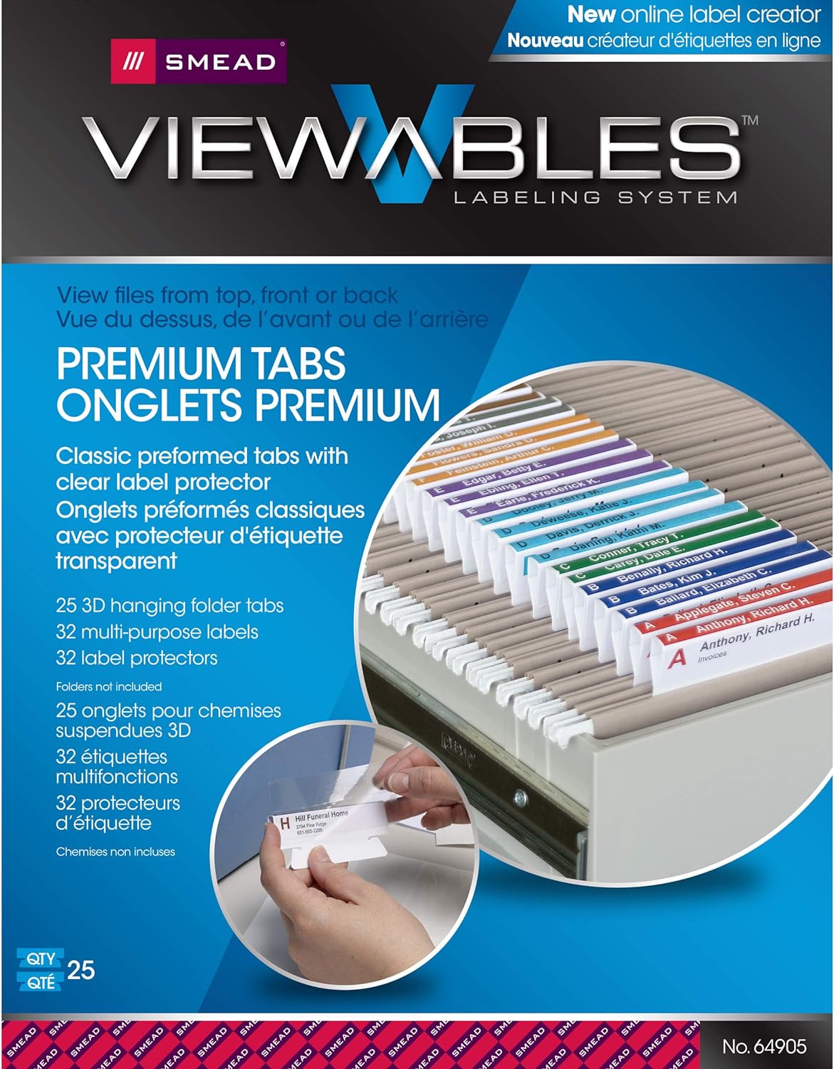 Smead, 64905, Viewables Color Labeling System, 1 1/4" Width x 3 1/2" Length, Assorted Colors, 25 Tabs/Pack, Sold As 1 Pack