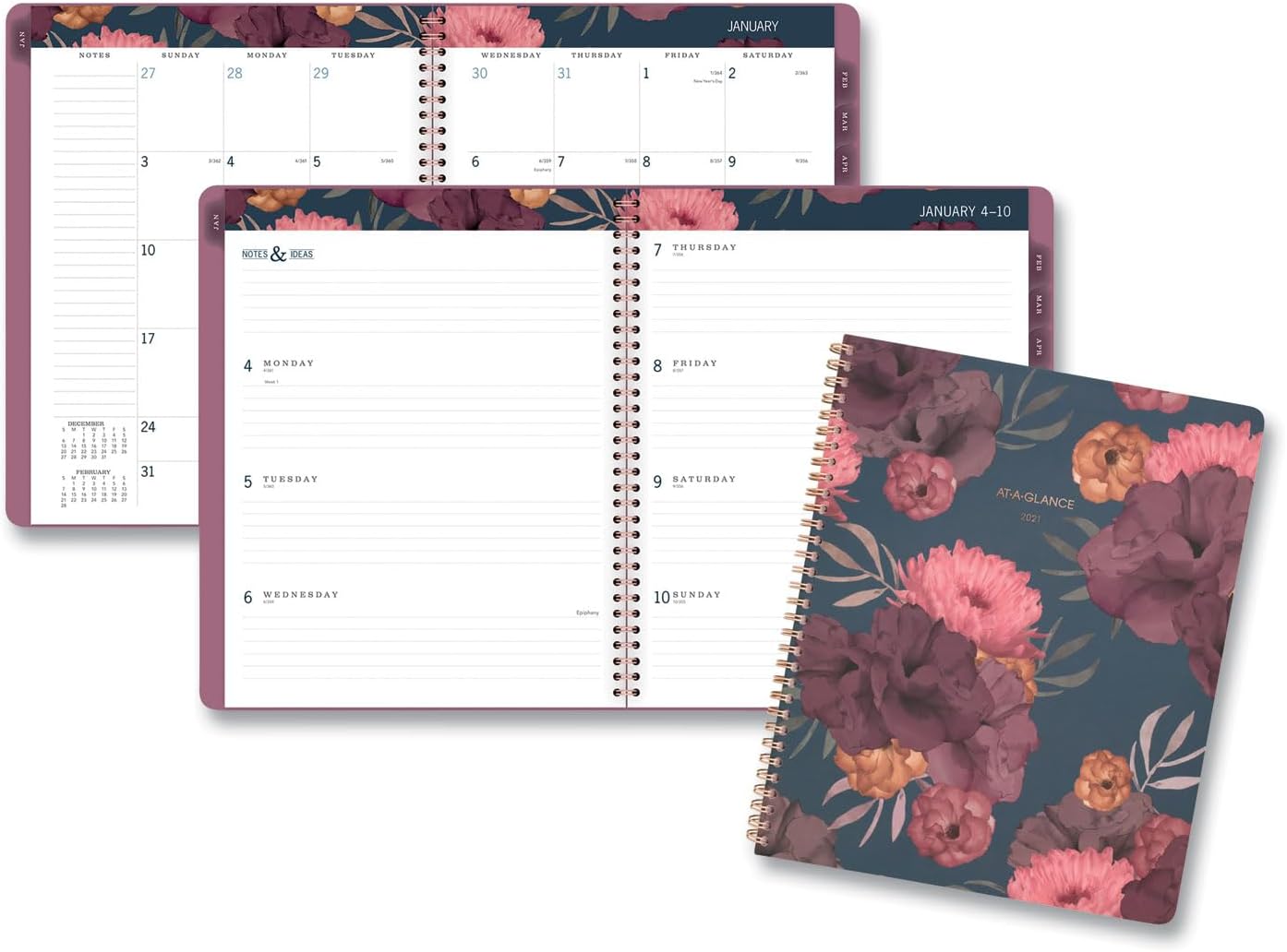2024-2025 At-A-Glance 11 X 8.5 Dark Romance Weekly/Monthly Planner, Dark Romance Floral (Aag5254905)