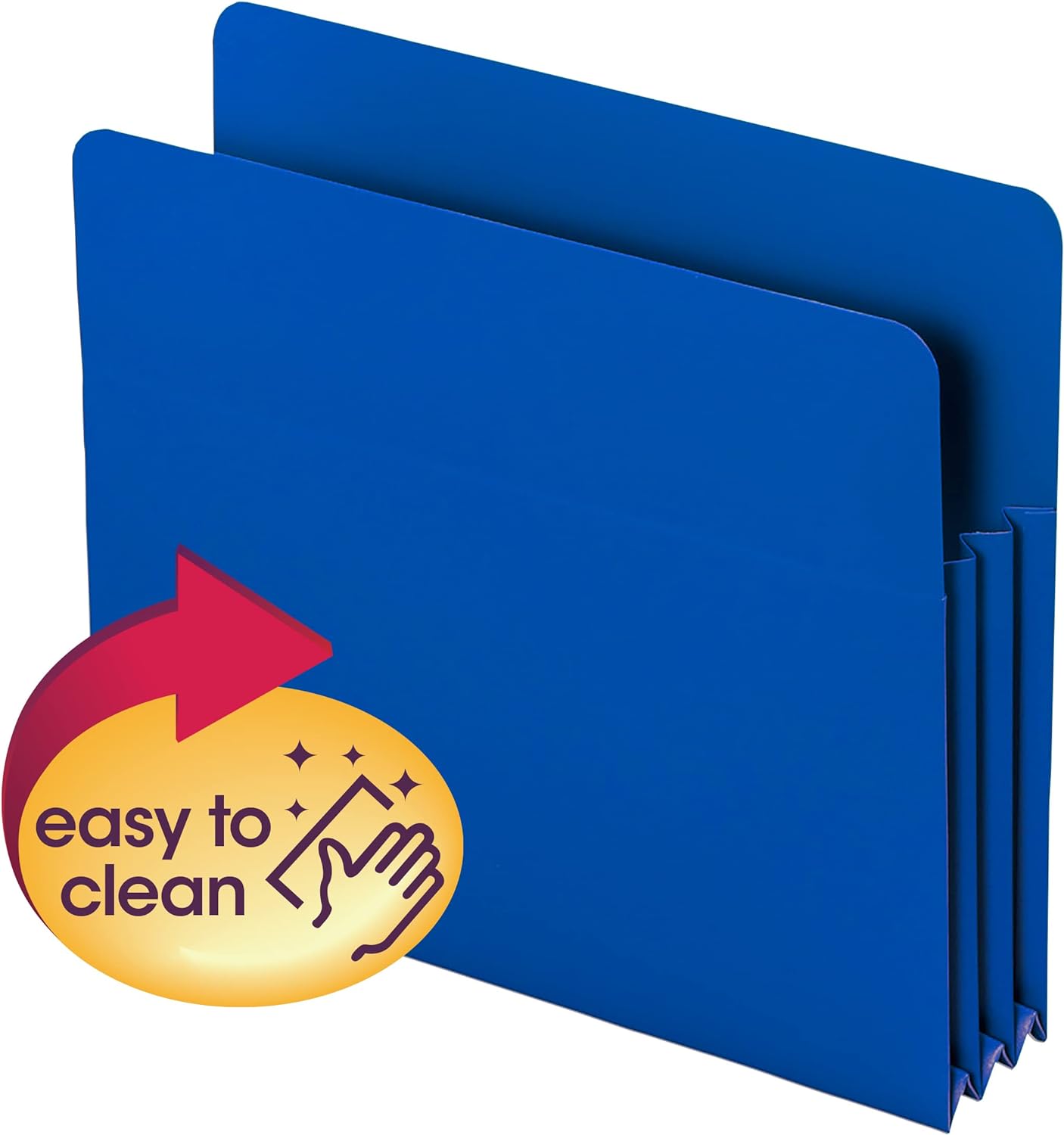 Smead Poly File Pocket, Straight-Cut Tab, 3-1/2" Expansion, Letter Size, Blue, 4 per Box (73503)