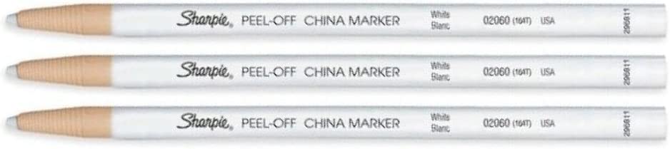 Peel-Off China Marker 164T White, 3 Markers Per Order (02060)