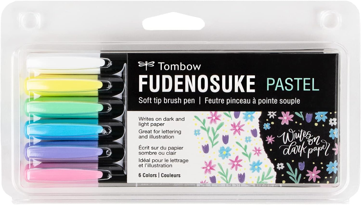 Tombow 56448 Fudenosuke Brush Pens, Pastel, 6-Pack