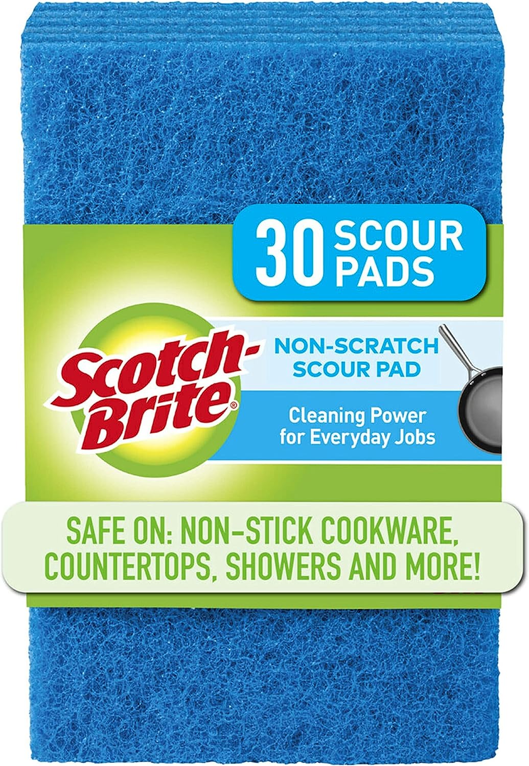 Scotch-Brite Non-Scratch Scour Pads, Scouring Pads for Kitchen and Dish Cleaning, 30 Pads