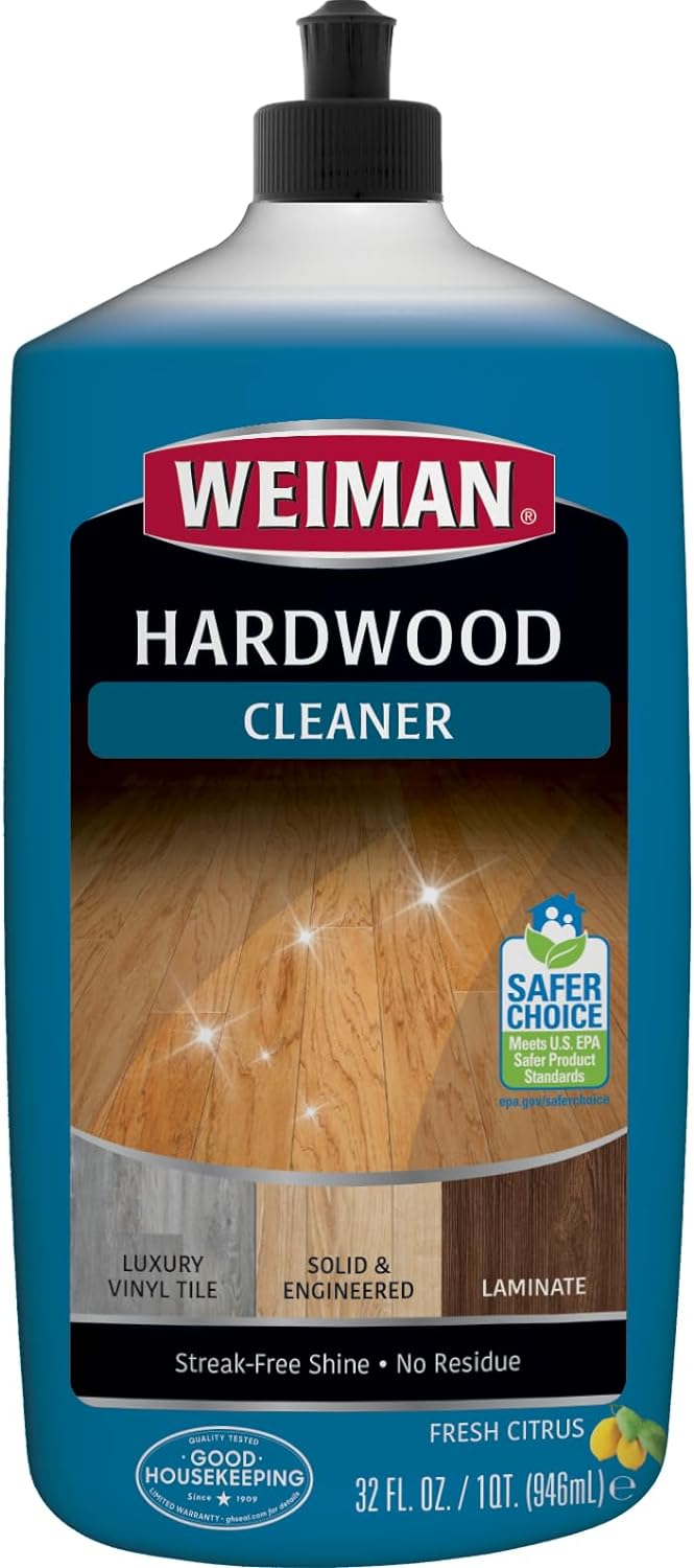 Weiman Hardwood Cleaner for Finished Hardwood Floors, Engineered Floors, Laminate - Streak-Free Results, EPA Safer Choice Certified, 32 oz