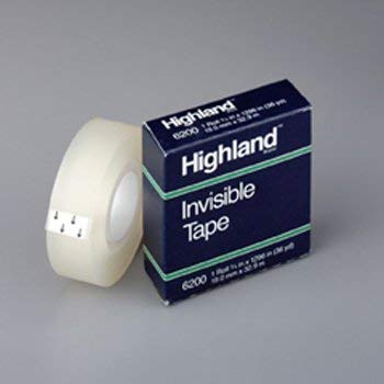 '''3M 6200 Highland Invisible Tape\ 1296'''' Length x 3/4'''' Width\ Transparent (Pack of 14)'''