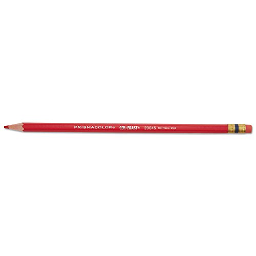 Prismacolor 20045 ColErase Pencil W/Eraser Carmine Red Lead/Barrel