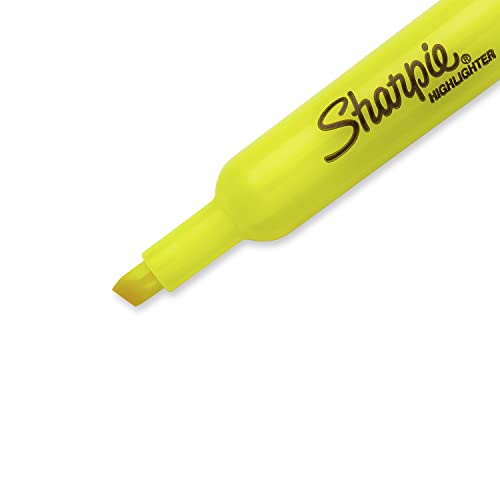 Sharpie Tank Style Highlighters, Chisel Tip, Fluorescent Yellow, 4