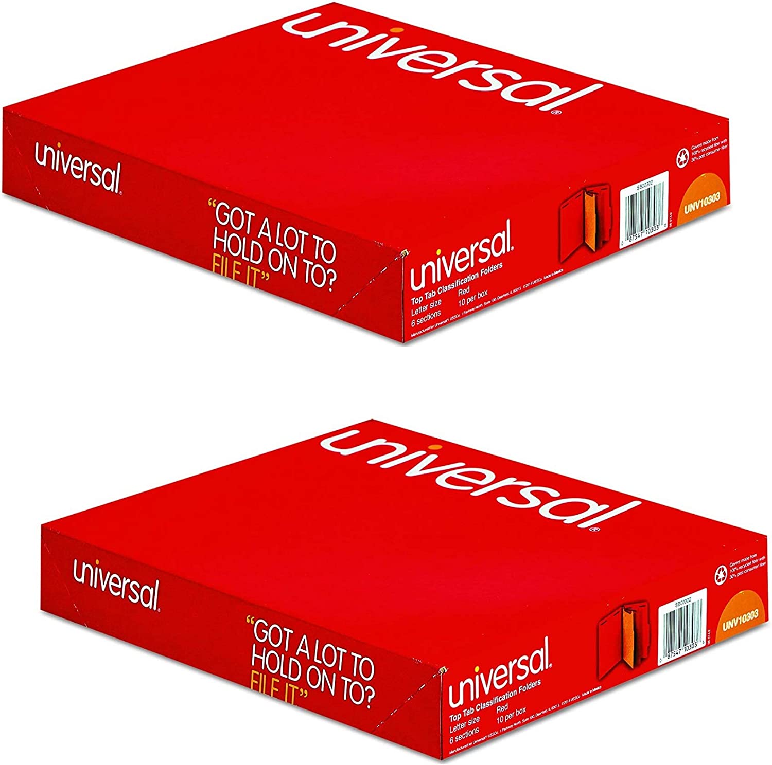 UNV10303 - Bright Colored Pressboard Classification Folders