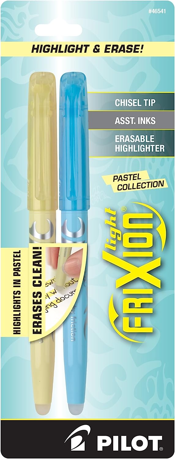 PILOT FriXion Light Pastel Collection Erasable Highlighters, Chisel Tip, Assorted Color Inks, 2-Pack (46541)