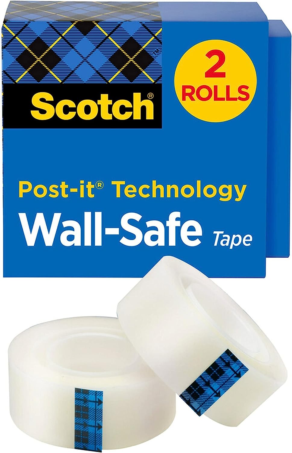 Scotch WallSafe Tape, 2 Rolls, Sticks Securely, Removes Cleanly