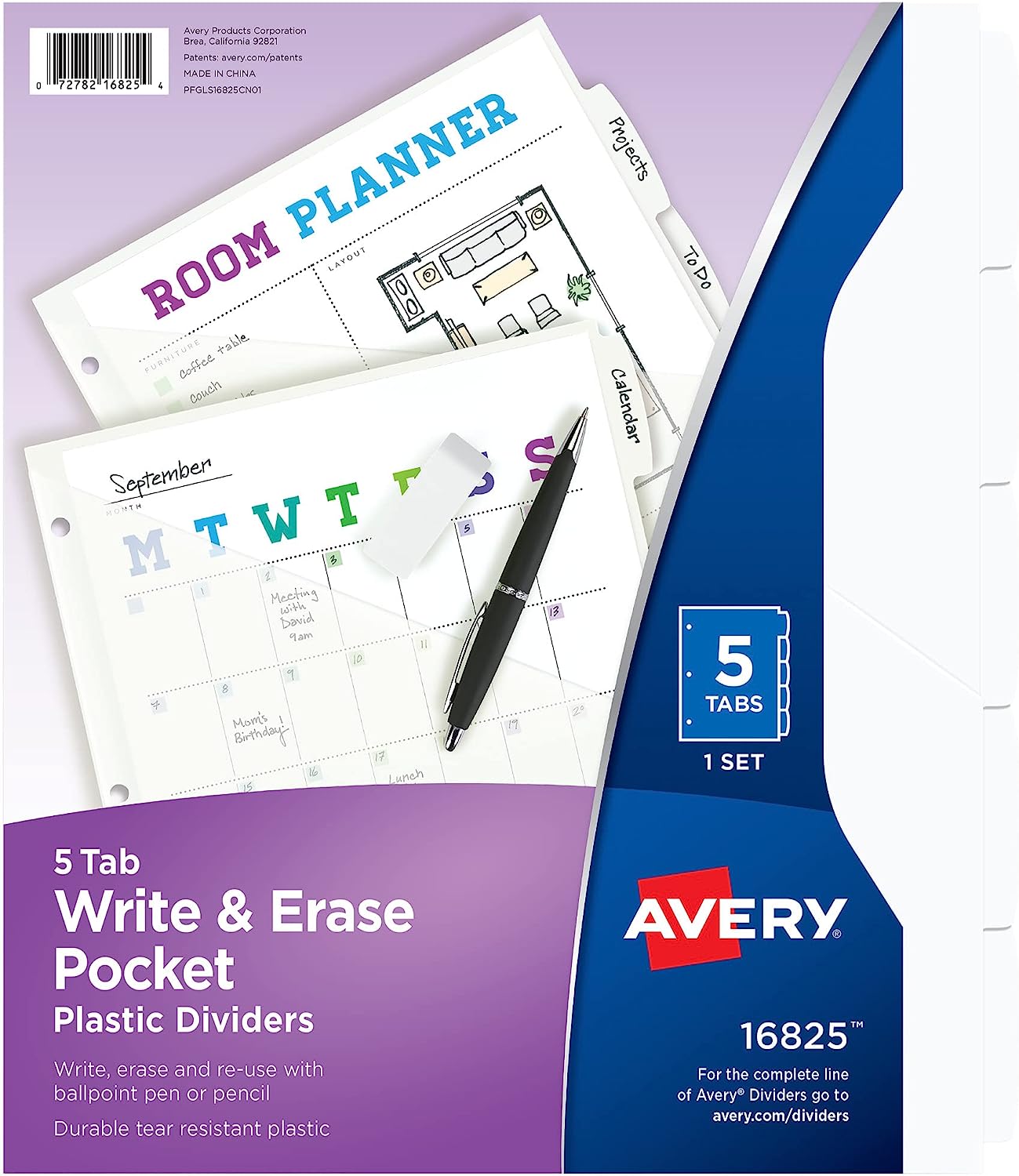 AVE16825 - Avery Write and Erase Durable Plastic Dividers with Pocket