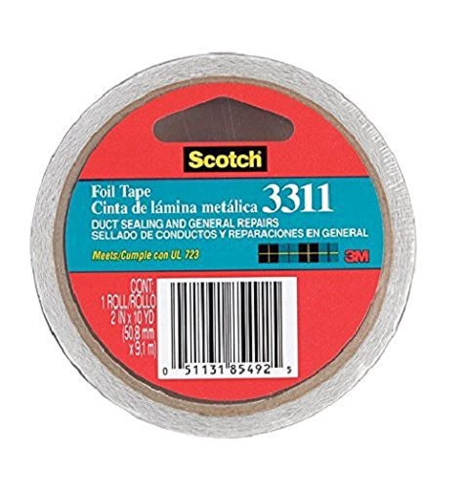 Scotch Aluminum Foil Tape 3311 Silver, 2 in x 10 yd 3.6 mil (Pack of 1