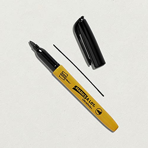 Marks-A-Lot UltraDuty Permanent Markers - 12 Pack Industrial Grade | 0.5mm Chisel Tip For Metal & Concrete