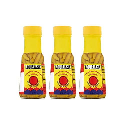 Louisiana Tabasco Peppers in Vinegar, 6 FL OZ Glass Bottle (Pack of 3)