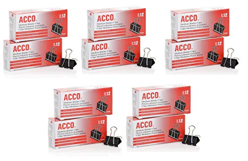 ACCO Binder Clips Medium 12/Box 10 Boxes (120 Clips Total) (72050)