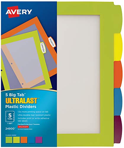 Avery Ultralast Big Tab Plastic Dividers 5 Tabs 1 Set Multicolor (24900)