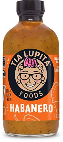 Tia Lupita Habanero Hot Sauce – 8oz Bottle – Made with Habanero Peppers, Flavorful Heat, Medium Spice, Sweet, All Natural, Non GMO, Gluten Free, Low Sodium