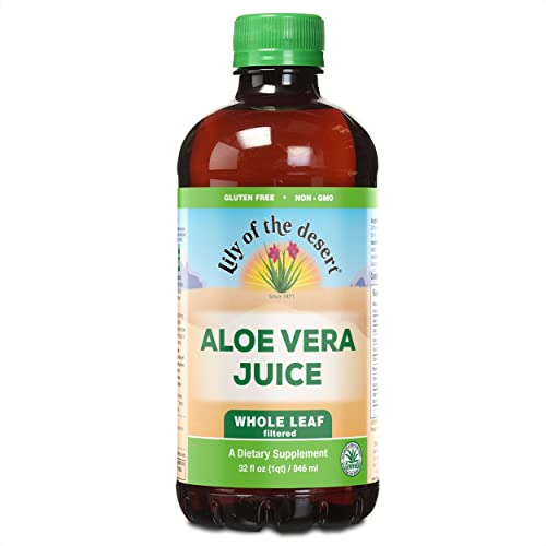 Lily of the Desert Aloe Vera Juice - Whole Leaf Filtered Aloe Vera Drink, Non-GMO Aloe Juice with Natural Digestive Enzymes for Gut Health, Stomach Relief, Wellness, Glowing Skin, 32 Fl Oz