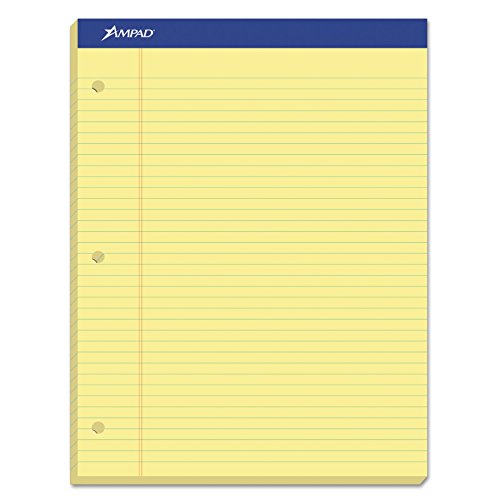 Ampad Evidence Pad\ Dual College Ruled\ Size 8.5 x 11.75 Inches\ Canary Paper\ 100 Sheets Per Pad (20-223)
