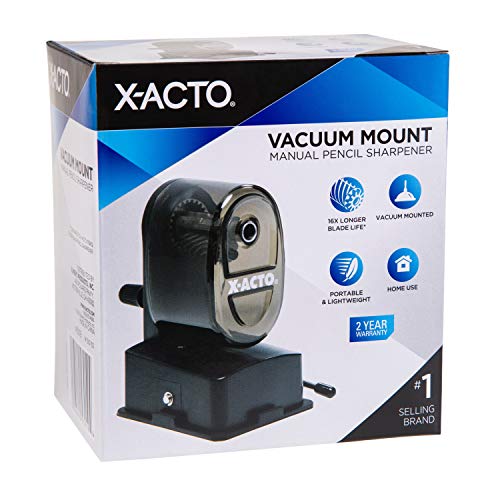 X-ACTO Bulldog Manual Pencil Sharpener w/Vacuum Mount, Colors May Vary, 1 Count