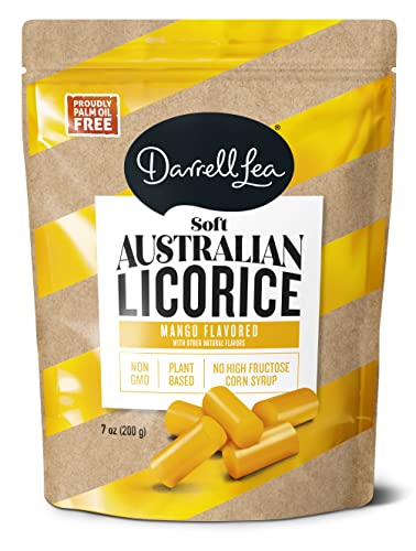 Darrell Lea Mango Soft Australian Made Licorice 7oz Bag - NON-GMO, Palm Oil Free, NO HFCS, Vegan-Friendly & Kosher | Made in Small Batches with Ethically-Sourced, Quality Ingredients