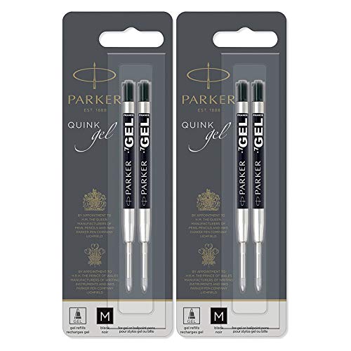 Parker Gel Refill for Ballpoint Pens Medium Point Black Ink 4-Total refills