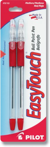 PILOT EasyTouch Ballpoint Stick Pens Medium Point Red Ink 2-Pack (32102)