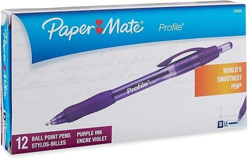 Paper Mate 35830 Profile Retractable Ballpoint Pens, Bold (1.4mm), Purple, 12 Count (Limited Edition)