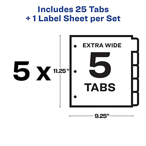 Avery 5 Tab ExtraWide Dividers for 3 Ring Binder\ Perfect for Use with