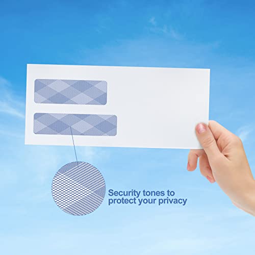 thumbnail image 2 of PANDRI #9 Double Window Security Envelopes – 500 Pack, Self-Seal, 3-7/8 X 8-7/8 Inches, 24lb, Blue Tint 2 of 12