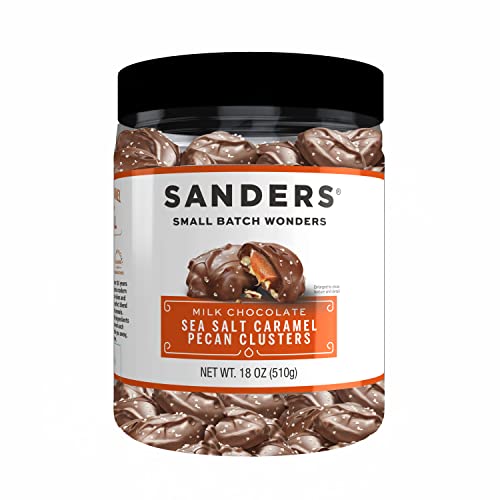 Sanders Milk Chocolate Sea Salt Caramel Pecan Clusters - 18 oz Tub
