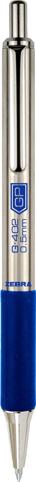 Penna Gel Zebra G-402 – Punta Fine 0,5 Mm, Inchiostro Blu, Fusto In Acciaio Inox, Confezione Da 12, Ideale Per Ufficio E Scuola